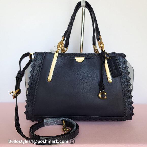 COACH Dreamer 27 Whipstitch Colorblocked Mixed Leather & Suede Satchel-Ink Mult⭐ - Picture 7 of 16